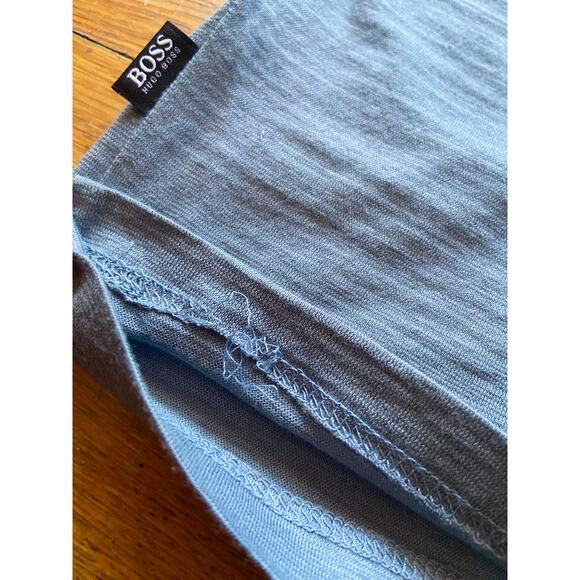 BOSS Hugo Boss Blue Mercerised V-Neck T-Shirt Mens sz S - Picture 8 of 11